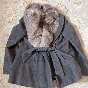 EUC Agnona wool/angora/cashgora wrap coat with removable fox color